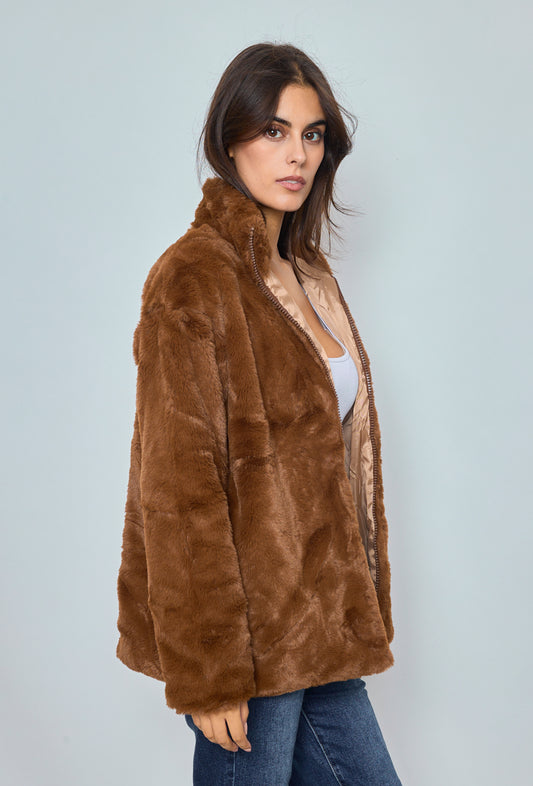 Ladies Winter Fur Jacket Soft Warm Stylish Down Party Coats image 1