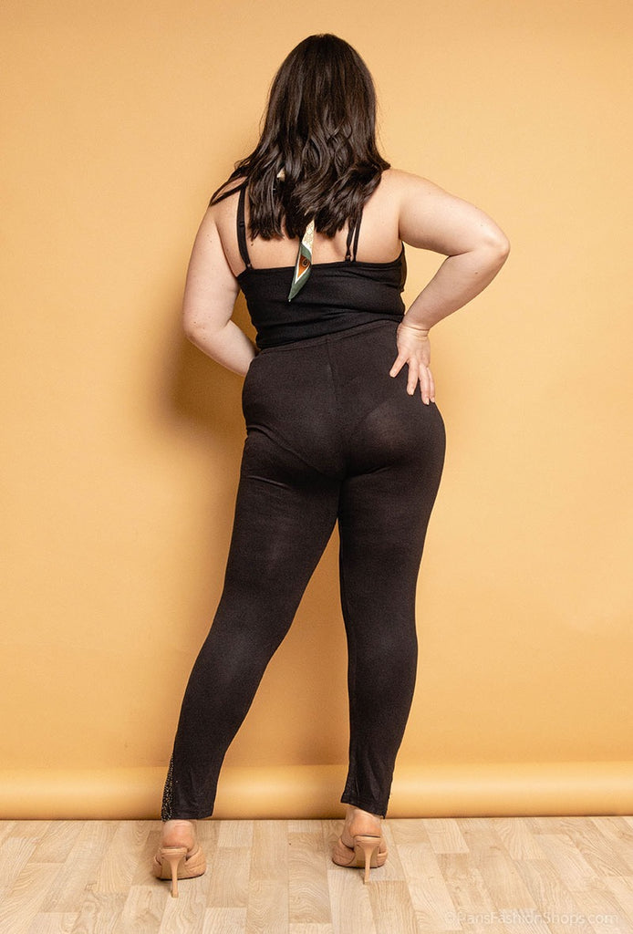 Plus Size Leggings With Embellished Ankles Large Size In Black Legging image 4