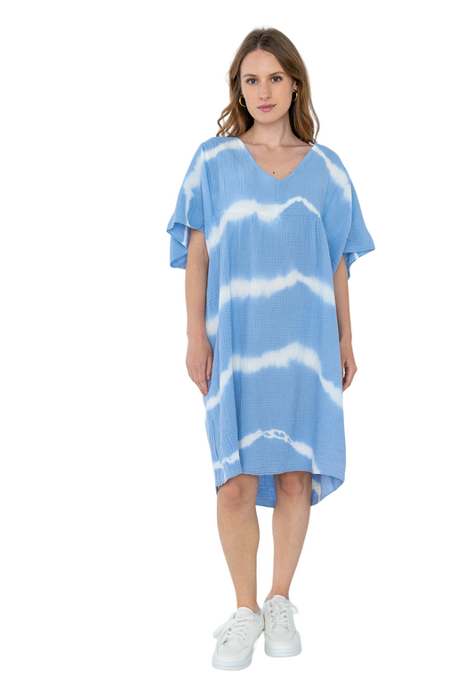 Ladies cotton dress Italian Soft Touch Tye Dye Womens short Sleeve Midi DRESS image 0
