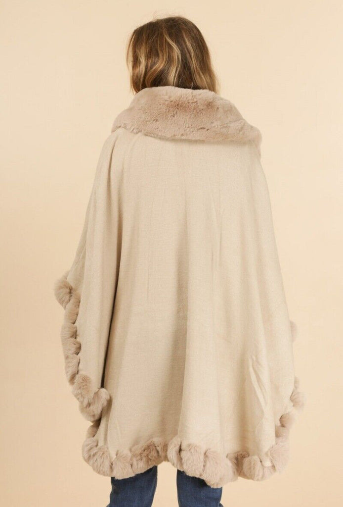 Ladies Cape With Fur Poncho Winter Jacket Oversized Poncho Wrap Fur image 3