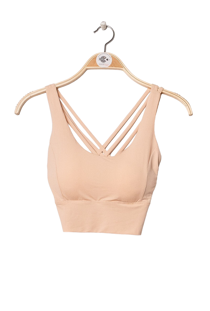 Womens Padded Sports Bra Cross Back Strappy Yoga Running Gym Fitness Tops Vest image 4