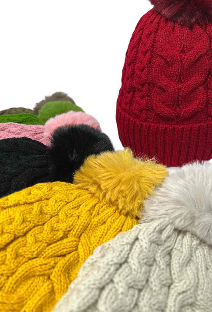 Women's Faux Fur Pompon Cap Faux Fur Lining Extra Warm Comfortable Soft Beanies image 2