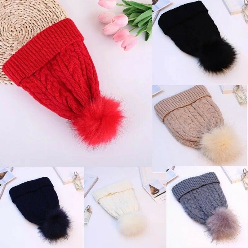 Ladies Hat Warm Thick Bobble Knitted Fleece Lined Fur Beanie Cap Winter Ski Hat image 2