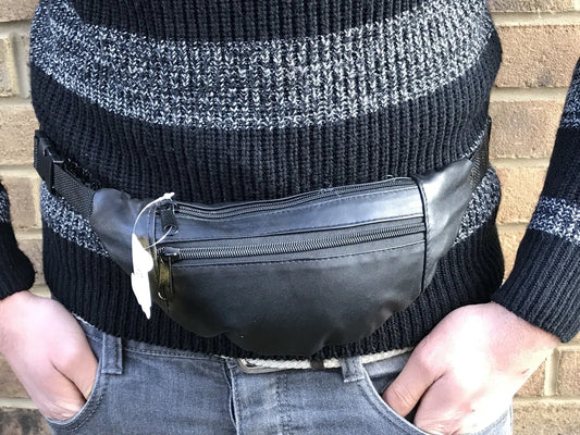 Real Leather Bum Bag Money Waist Belt Fanny Pack Holiday Work Festival Wallet image 1
