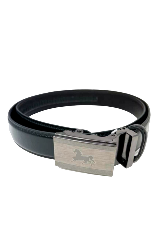 Men's Automatic Buckle Horse Design Comfort Fashion Stylish Black Belt image 0