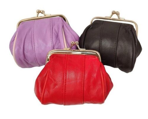 Ladies High Quality New Leather Clip Top Clasp Purse Money Pouch Coin Wallet image 0