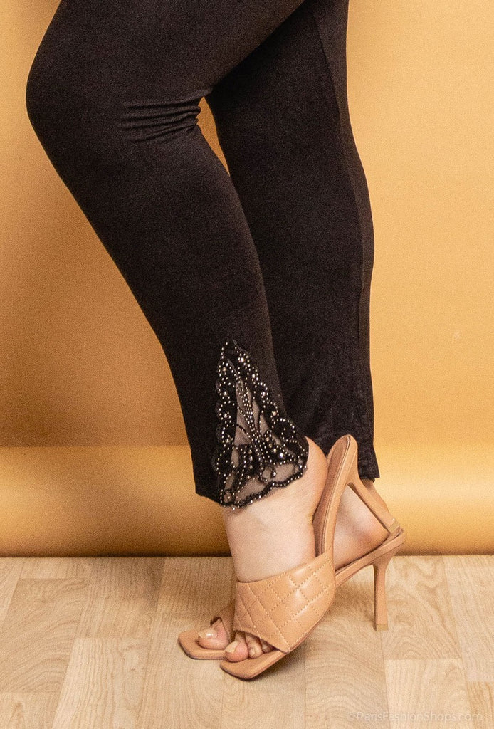Plus Size Leggings With Embellished Ankles Large Size In Black Legging image 1