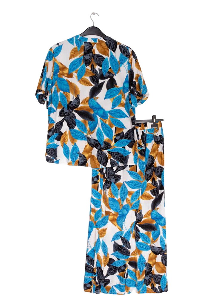 Womens Short Sleeved Shirt Wide Leg Pants Loose Comfy Loungewear Outfit Set image 11