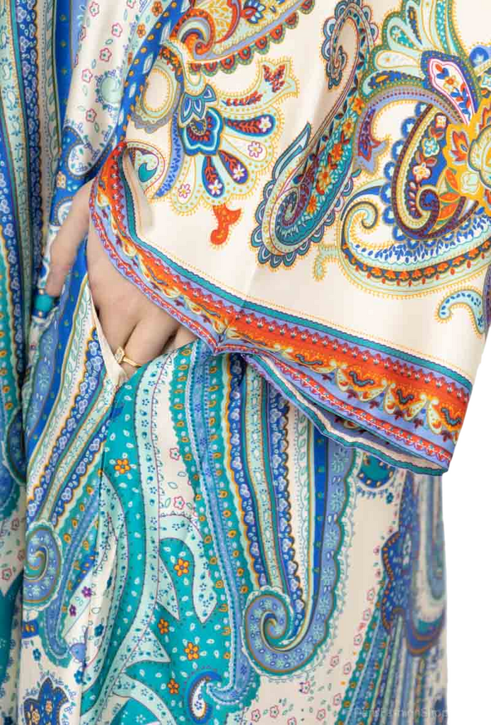 Ladies Kaftan Long Dress Stylish Summer Collection Paisley Silk Kaftan Dress image 10