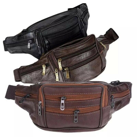 Mens Vintage Leather Bum Bag Waist Pack Pouch Outdoor Hiking Motorcycle Work Bag image 0