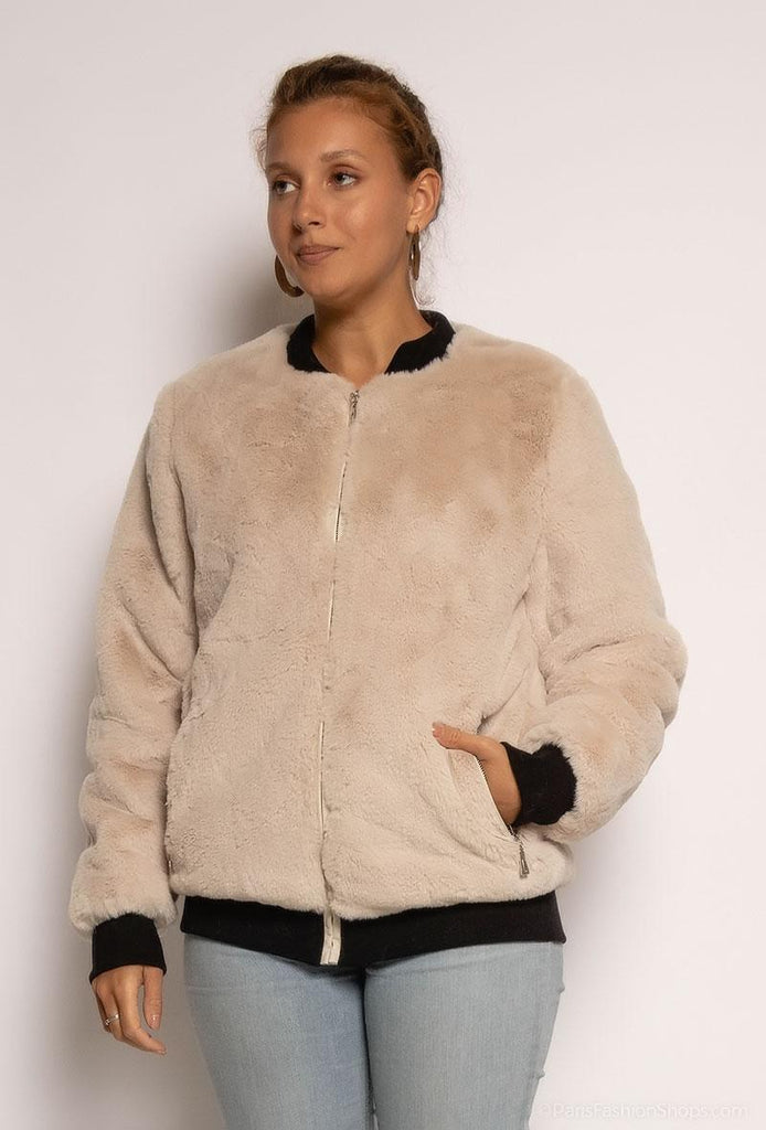 Ladies Winter Fur Bomber Coat Warm Pockets Zipped Stylish Outdoor Party Jacket image 4