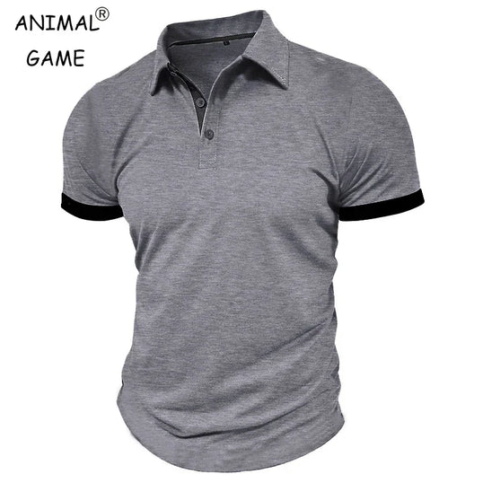 Men's Short Sleeve Polo Shirt Lapel Oversize Solid Color T Shirts Breathable Streetwear Sport Activities Shirts Man