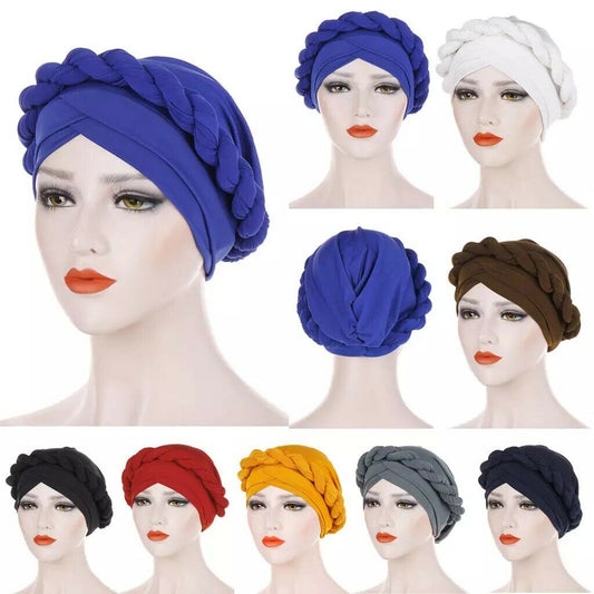 Womens Muslim Braid Cancer Chemo Turban Hat Beanie Hijab Headwear Cap image 0
