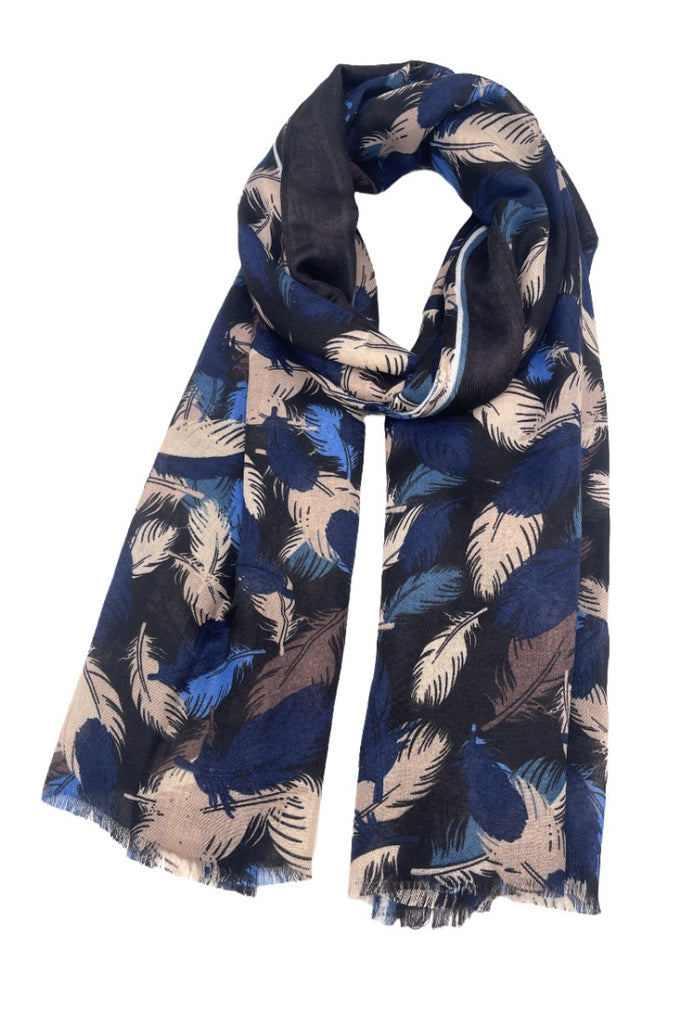 Women’s Feather Print Thin Scarves Neck Warmer Stole Scarf Light Scarf Printed image 0