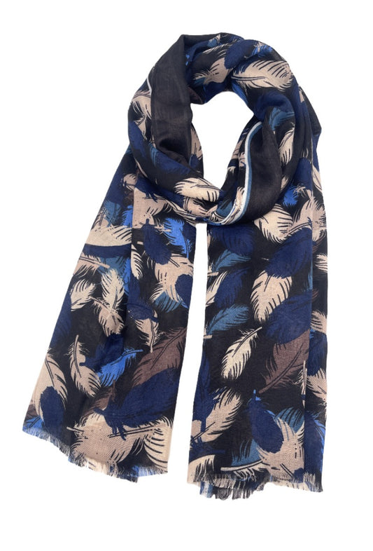 Women’s Feather Print Thin Scarves Neck Warmer Stole Scarf Light Scarf Printed image 0
