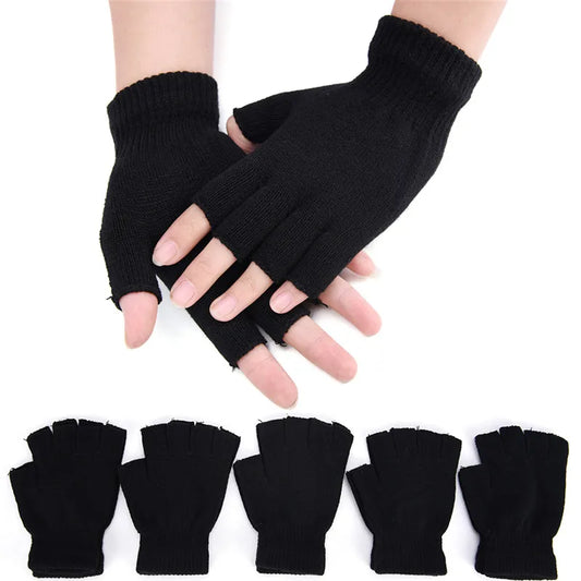 Unisex Half Finger Black Magic Fingerless Thermal Gloves Men's Women Boys Gloves image 0
