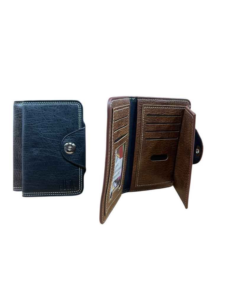 Men's Genuine Leather wallet Cash Card Snap Button Biker Purse Money Wallet image 2