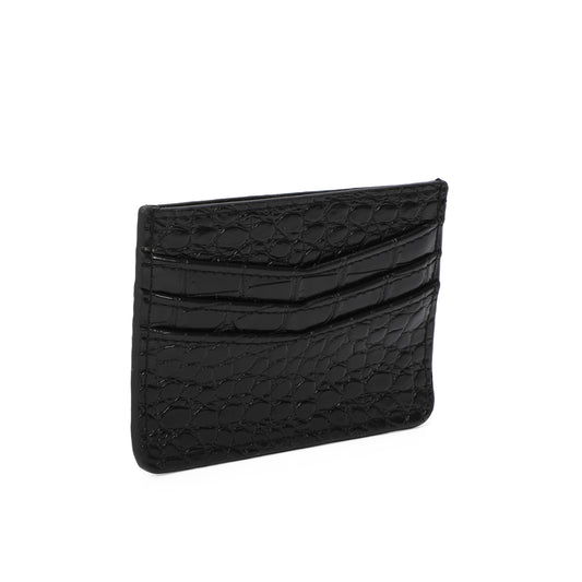 Unisex Leather Card Holder Crocodile Print Travel Outdoor Stylish Small Pouch image 1