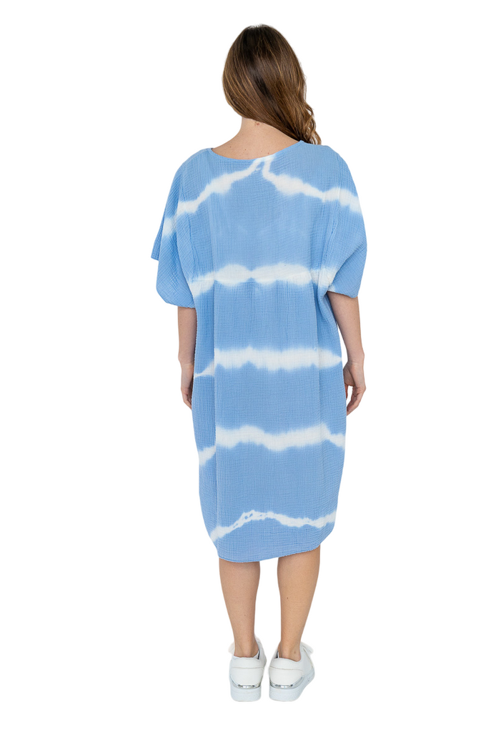 Ladies cotton dress Italian Soft Touch Tye Dye Womens short Sleeve Midi DRESS image 4