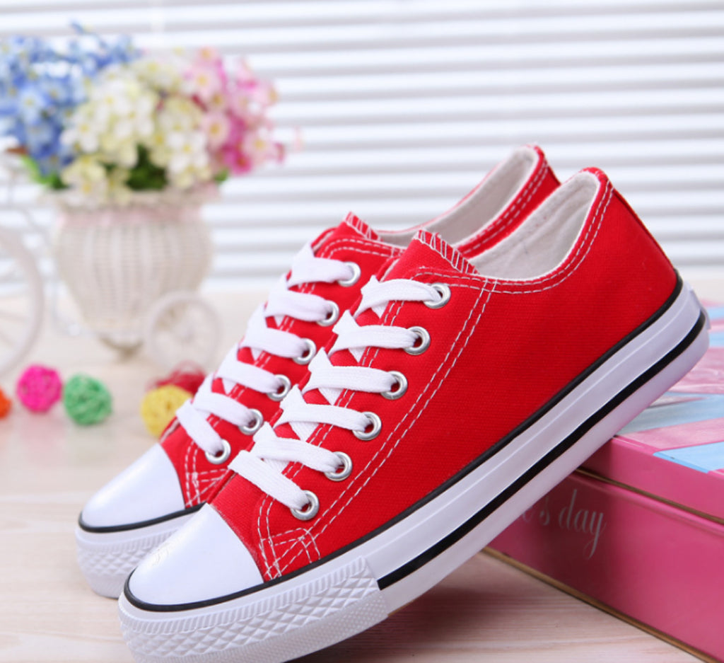 Women's Canvas Shoes Ladies Girls Trainers Plimsolls Lace Up Flat Pumps Sneakers image 6