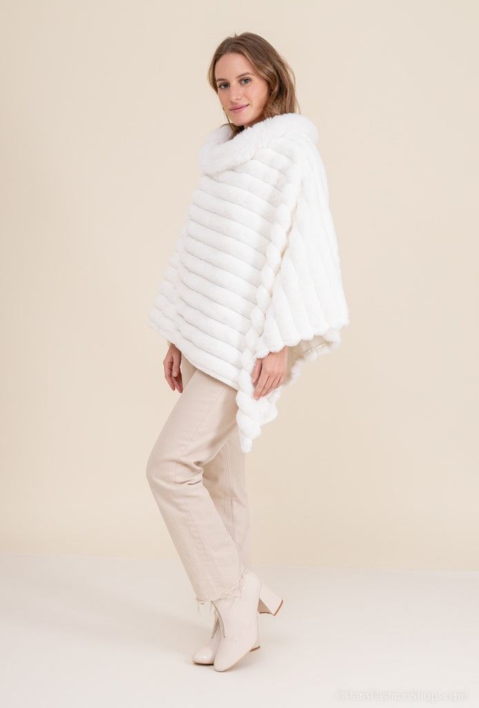 Ladies Coat Poncho Cape Winter Jacket Oversized Poncho Wrap Fur Poncho Plus Size image 1