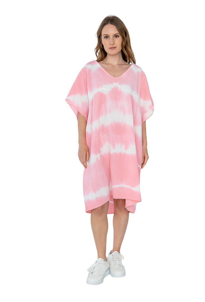 Ladies cotton dress Italian Soft Touch Tye Dye Womens short Sleeve Midi DRESS image 5