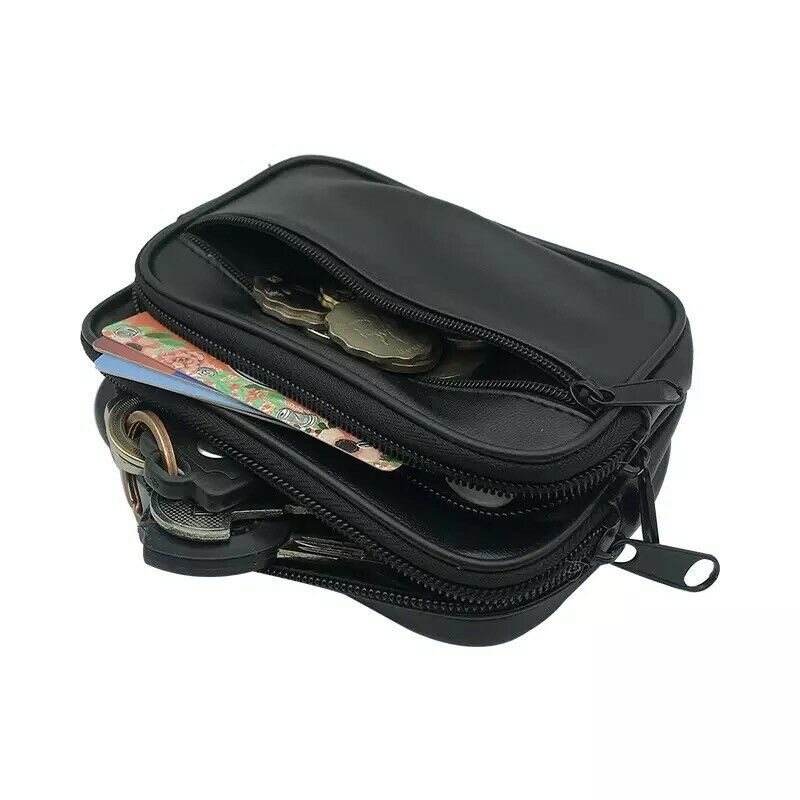 Coin Purse Belt Bag Mini Leather Wallet Belt Cash Card Purse Holster Key Holder image 4