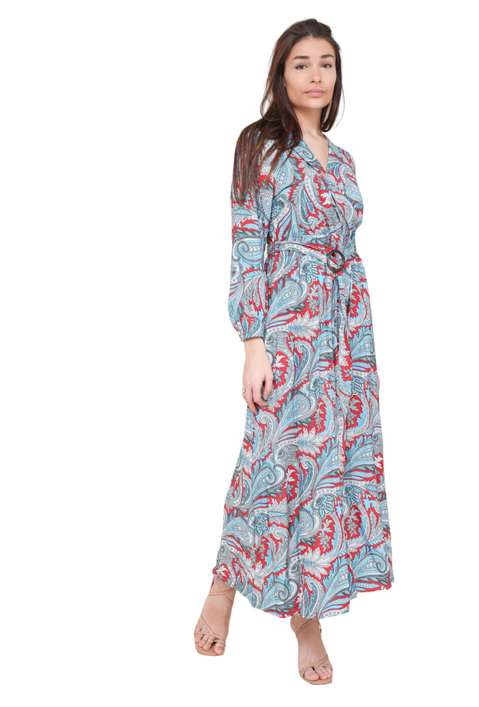 Ladies Long Sleeve Wrap Dress Printed V Neck Long Dress Summer Holiday Dress image 6