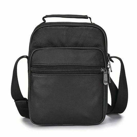 Men's Leather Messenger Bag Cross Body Shoulder Utility Travel Work Bag Black image 1