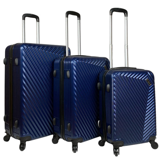 4 Wheels Luggage Travel Trolley Set Of 3 ABS Holiday Bags Lightweight Suitcase image 0