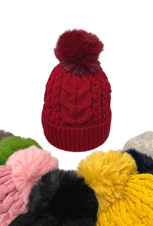 Women's Faux Fur Pompon Cap Faux Fur Lining Extra Warm Comfortable Soft Beanies image 1