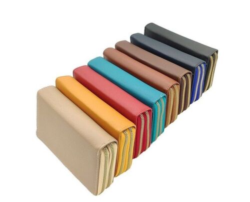Ladies Plain Double Zip Purse Multi Compartment Wallet Pouch Clutch Bag Purse image 0