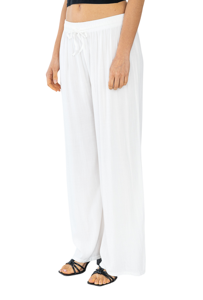 LADIES WOMENS ELASTICATED PLAZZO FLARED TROUSERS SUMMER LOUNGE PANTS SIZE 8-26 image 3