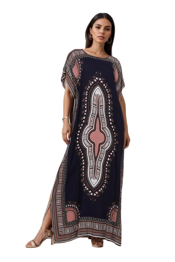 Ladies Kaftan Long Maxi Dress Summer Beach Holiday Printed Dress One Siz image 8