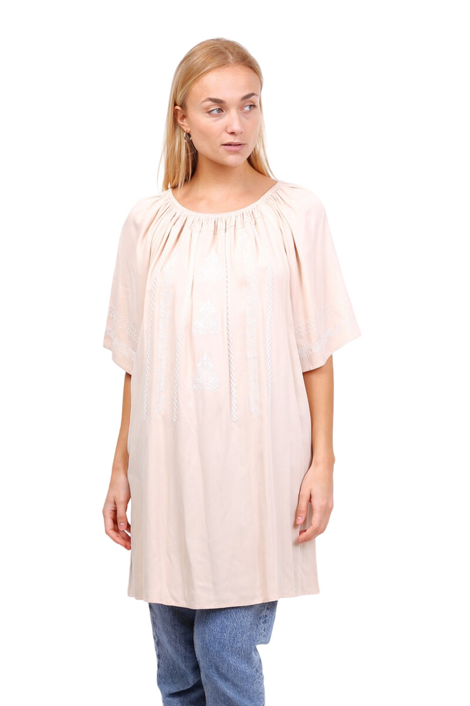 Ladies Plain embroidered tunic Summer Top Beachwear Holiday Shirt Oversized Top image 2