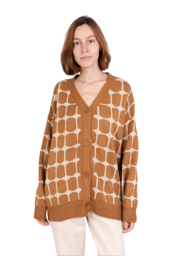 Ladies Abstract Pattern Cardigan Stylish Winter Warm Oversized Button-Up Sweater image 5