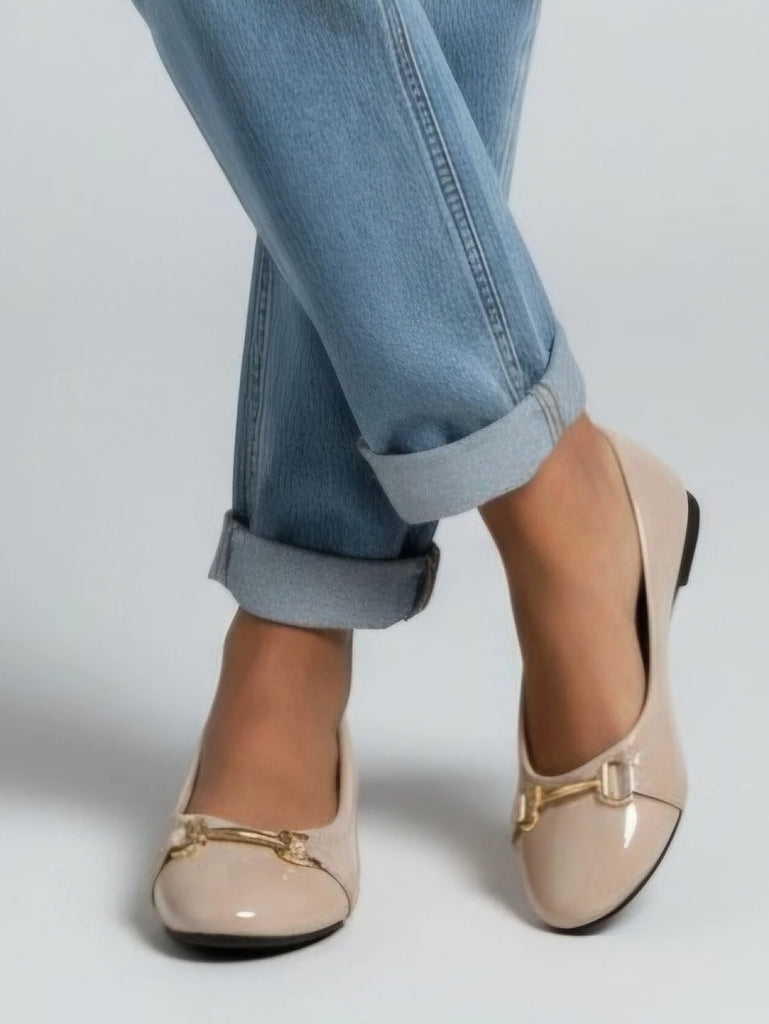 Womens Beige Ballerina image 2