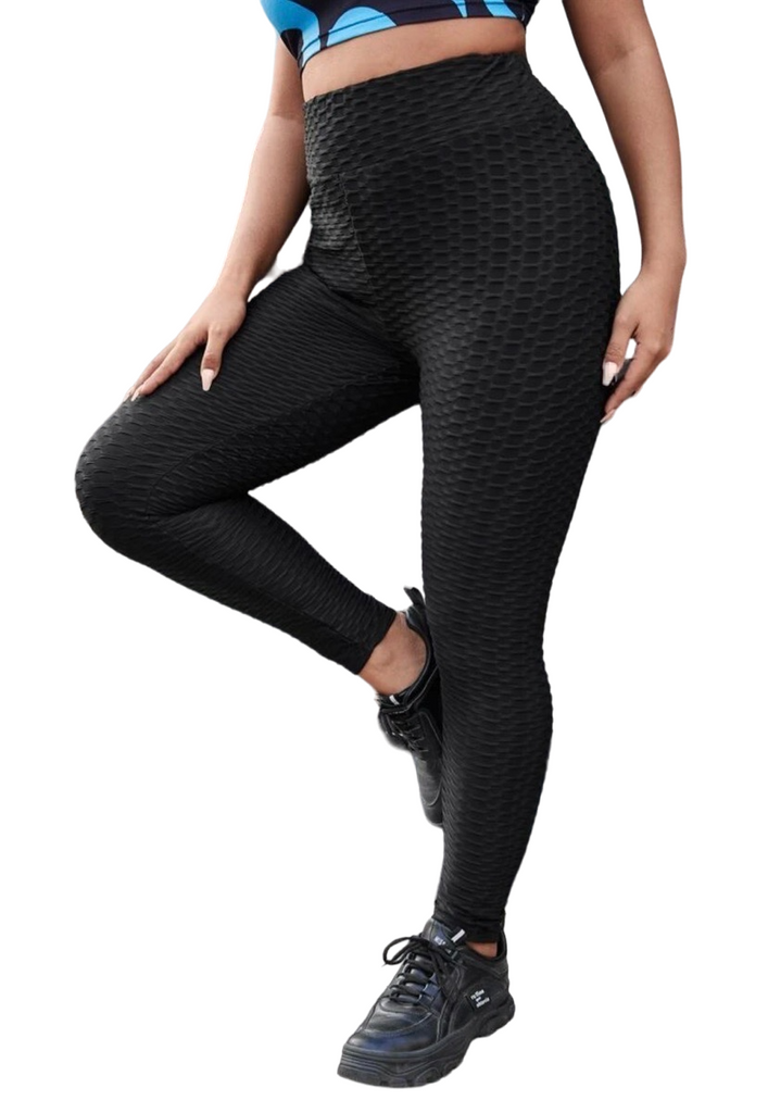 Ladies Plus Size Black Push Up High Waist Leggings Anti Cellulite Tummy Control image 0