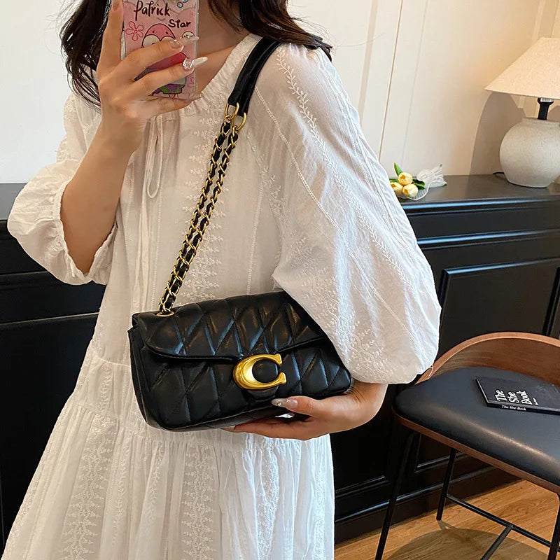 High-end women's handbag fashion quilted chain bag new trendy versatile small square bag shoulder crossbody bag