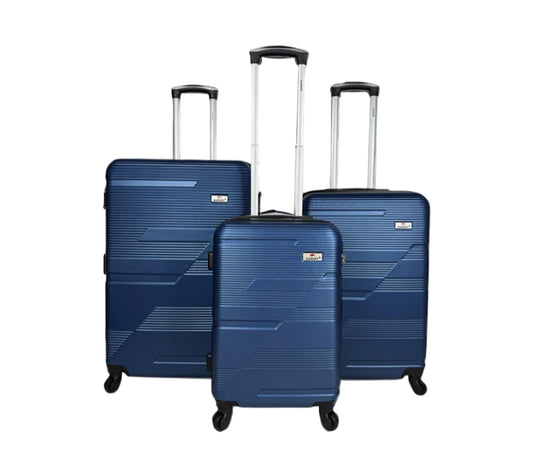 Set of 3 ABS Suitcases Hard Shell Luggage Spinner Wheels Blue ABS Travel Bags image 0
