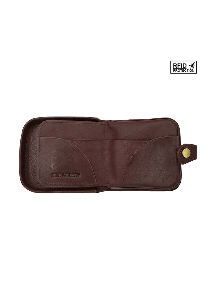 Unisex Cuvette Leather Wallet RFID Protection Stylish Button Coin Pouch image 8