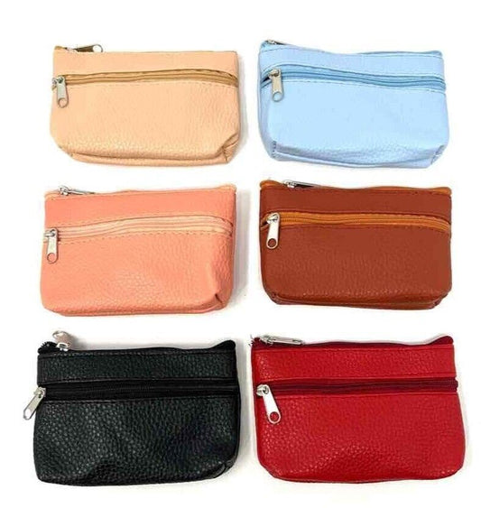 Unisex Real Faux Leather Coin Pouch Keys Money Pouch Small Pouch Zips Wallet image 0