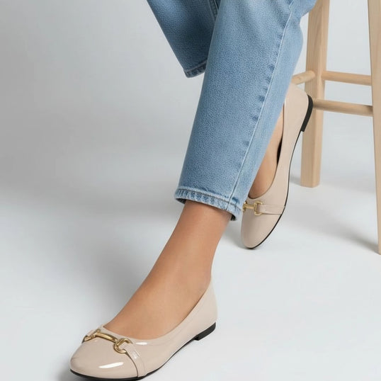 Womens Beige Ballerina image 1