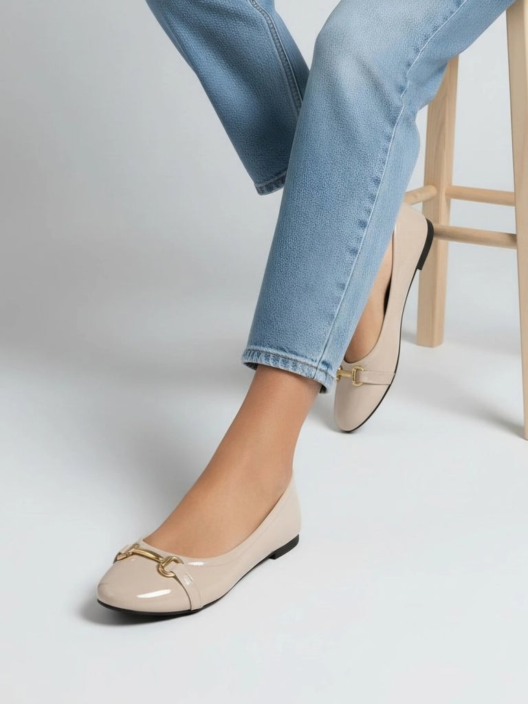 Womens Beige Ballerina image 1