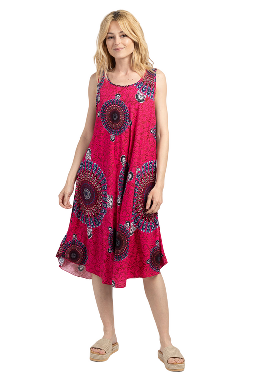 Ladies Dress Summer Umbrella Dress Holiday Printed Sleeveless Dress Casual Dress image 0