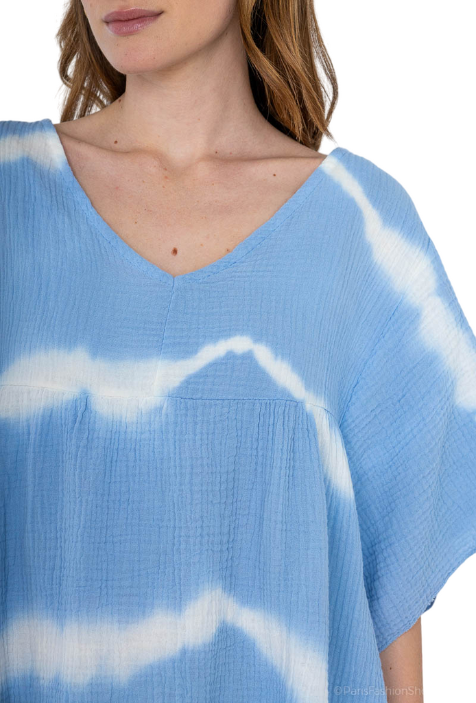Ladies cotton dress Italian Soft Touch Tye Dye Womens short Sleeve Midi DRESS image 3