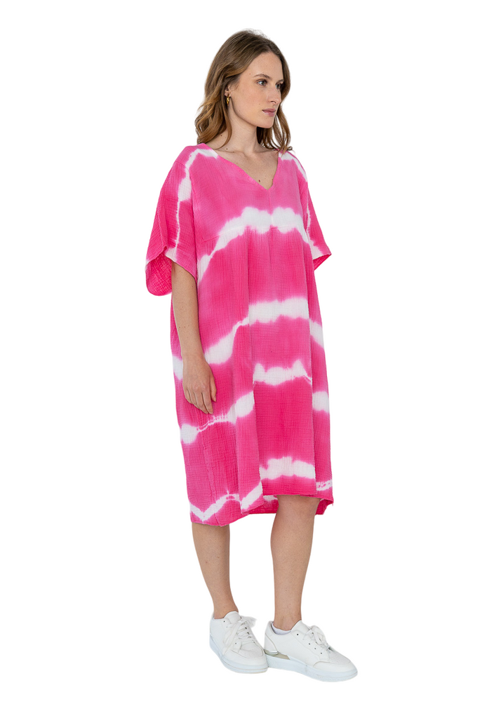 Ladies cotton dress Italian Soft Touch Tye Dye Womens short Sleeve Midi DRESS image 11