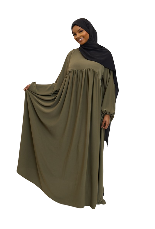Women’s Abaya Maxi Dress Burkha Farasha Jilbab Islamic Large Size Puff Sleeve image 0