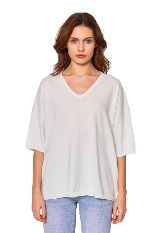 Women’s Oversized Short Sleeve Sweater Ladies Summer Top Lightweight Jumper image 1