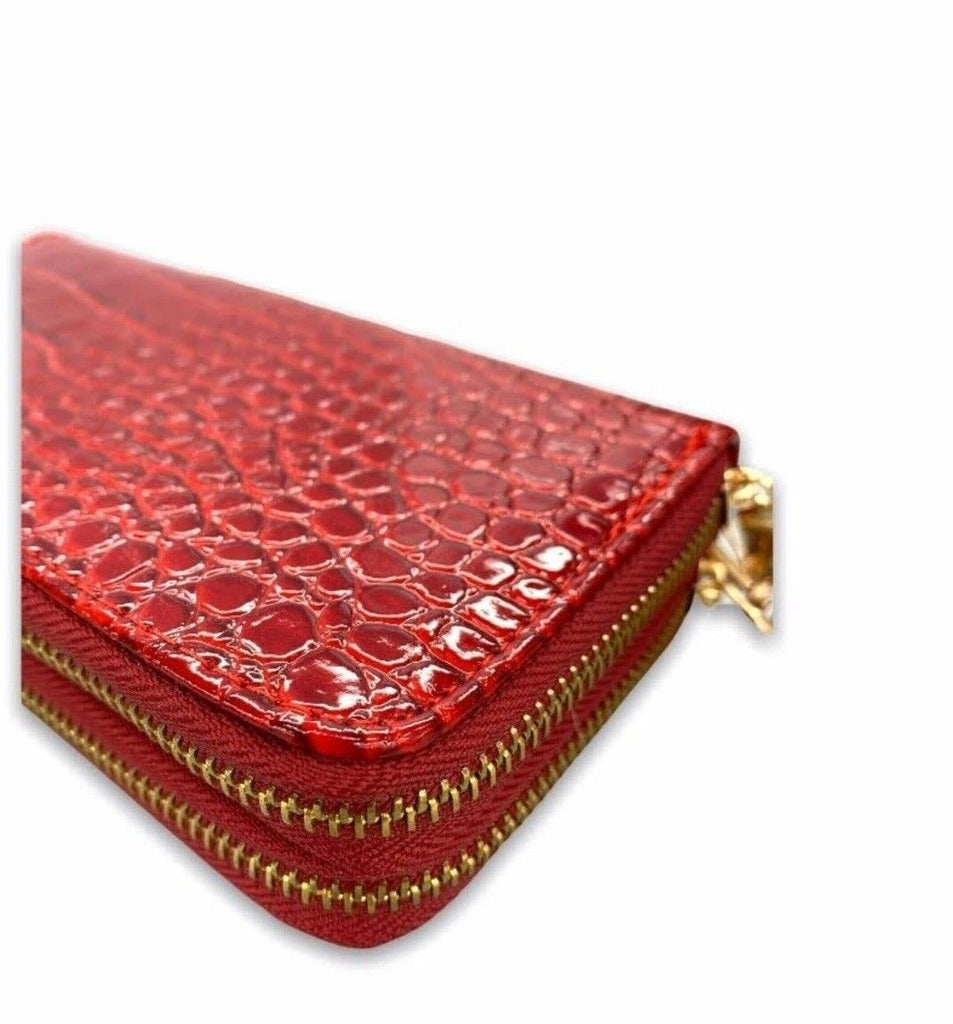 Womens Purse 2 Zipped Crocodile Print Wallet Coins Card Cash Clutch Bag image 3